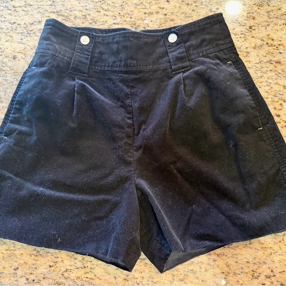 Crescent Black Corduroy Pleated Kids' Shorts